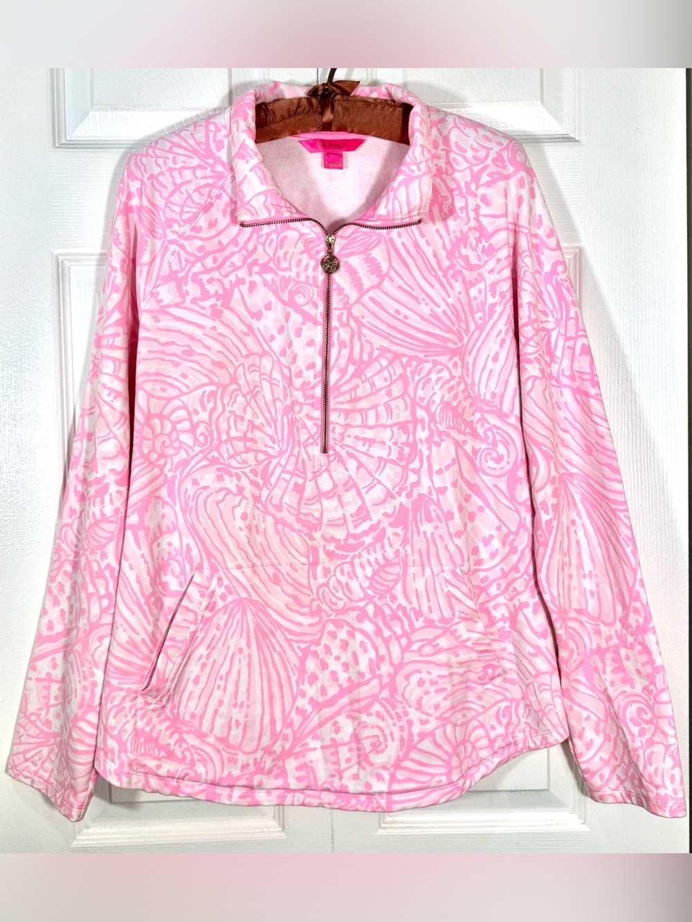 Lilly Pulitzer Skipper Popover Shell We Dance Pink UPF Pullover Large EUC